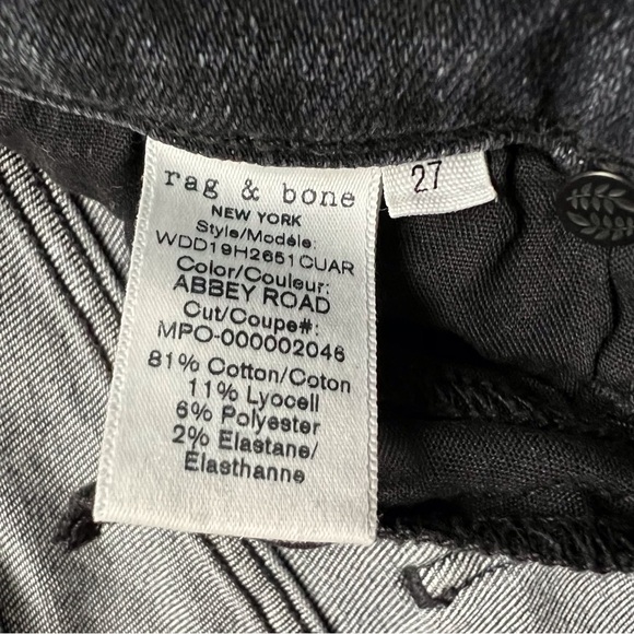 Rag & Bone Cate Mid-Rise Skinny Zip Ankle Abbey Road Moto Jeans Denim Women’s 27 - Picture 6 of 10